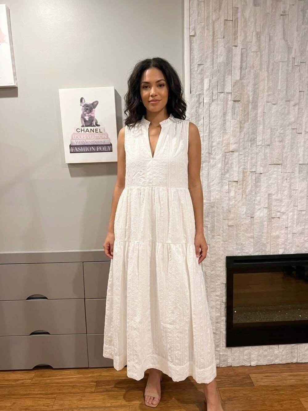 Maeve by Anthropologie White Sleeveless Tiered Maxi Dress Small
